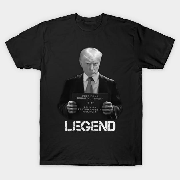 Trump Mugshot Legend T-Shirt by BUBBLEMOON